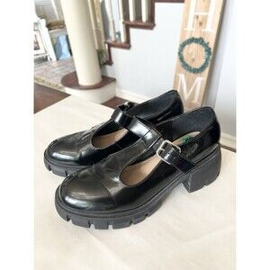 Gothic Punk Heels Chunky Round Toe Buckle Mary Jane Platform Patent Shoes Size 8